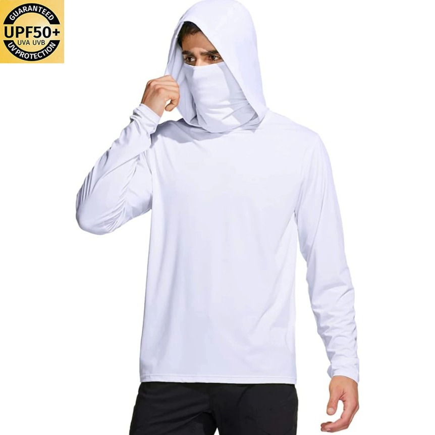 Fishing Mask Sun Protection - Camisa masculina de pesca com capuz,