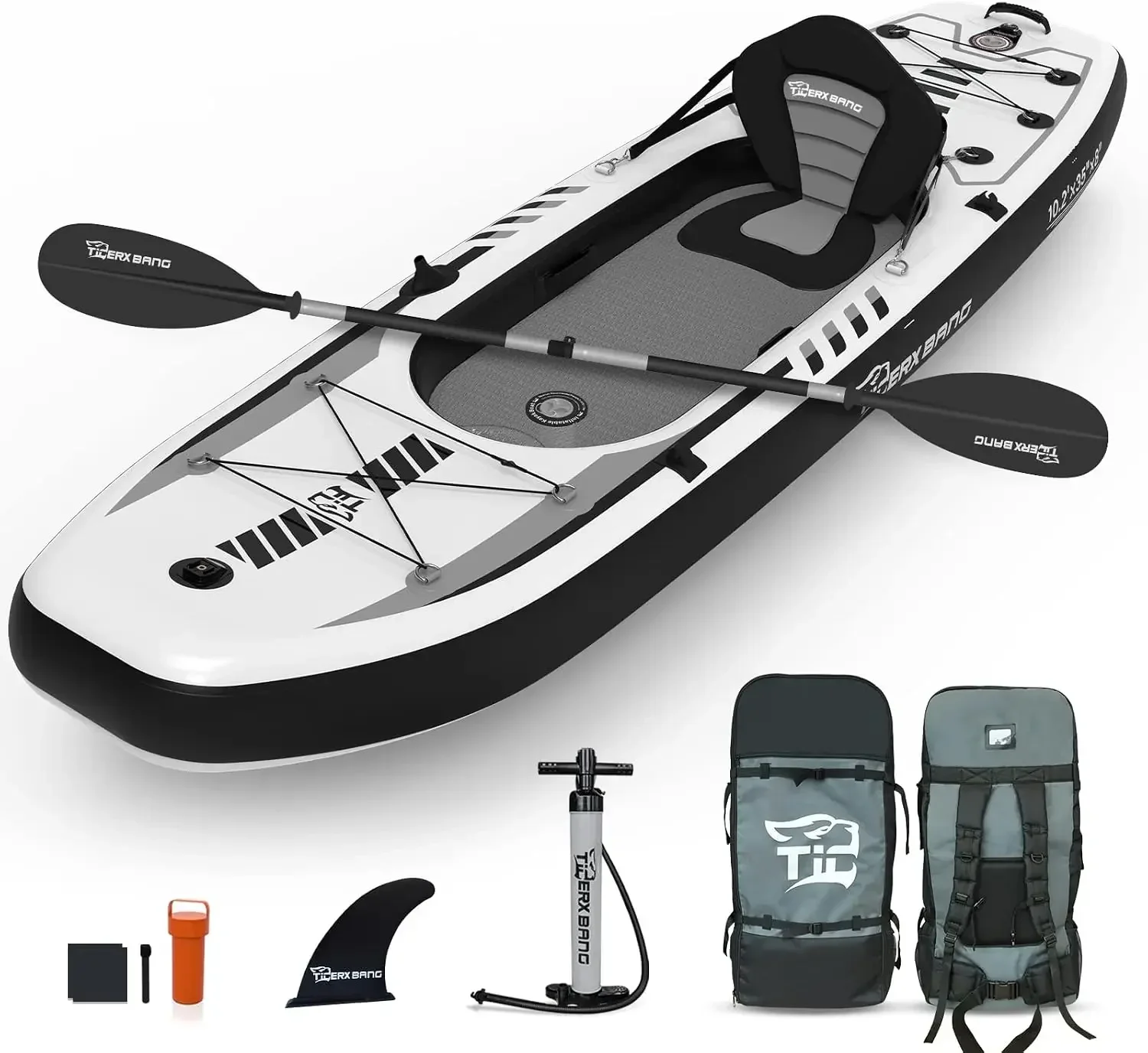 Fishing Backpack - TIGERXBANG, caiaque insuflável de 10,2' x