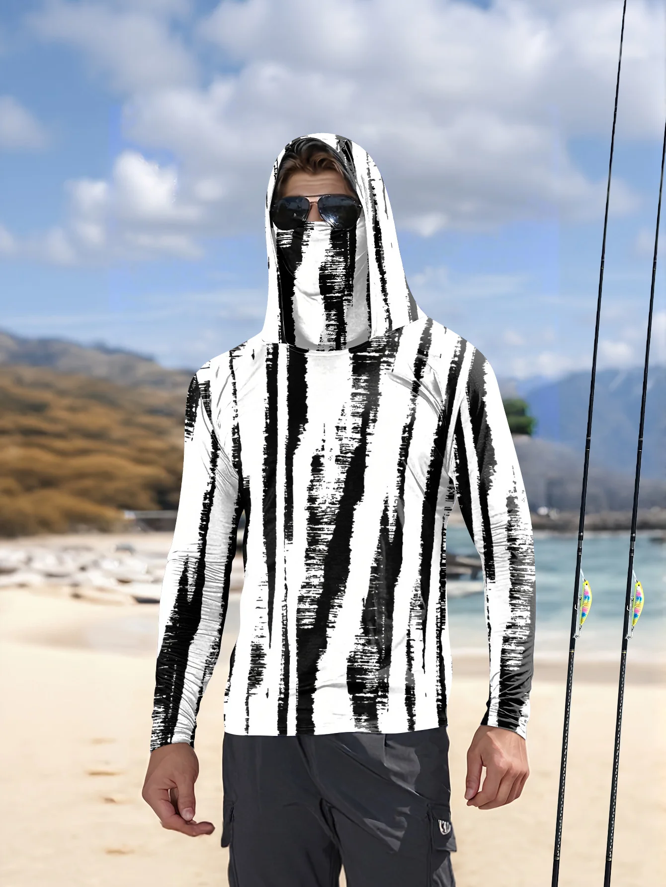 Camisola de pesca com capuz e  - Fishing Mask Sun Protection avaliação e preço