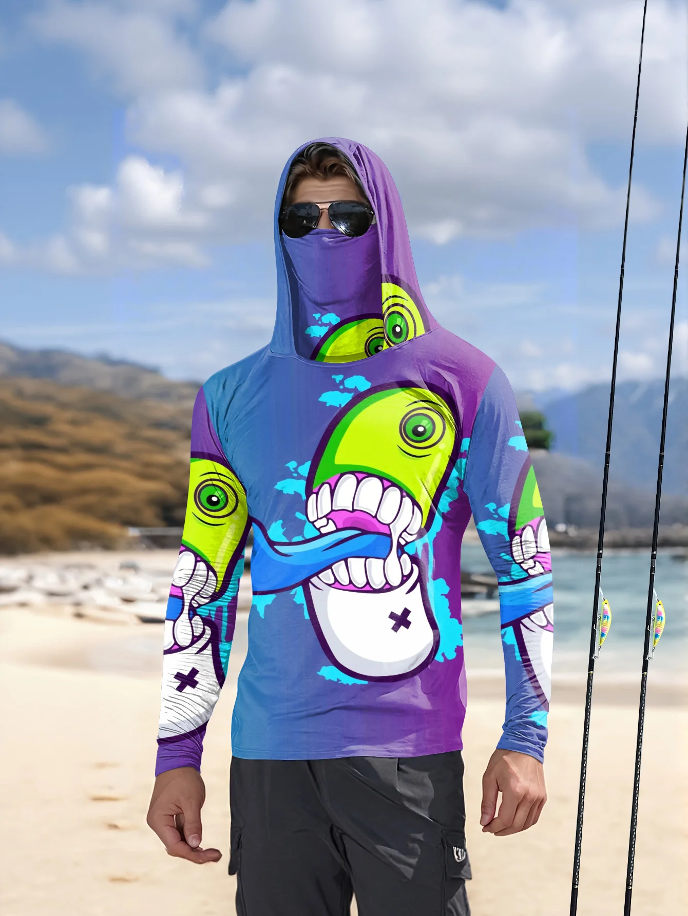 Camisola com capuz para pesca, - Fishing Mask Sun Protection avaliação e preço