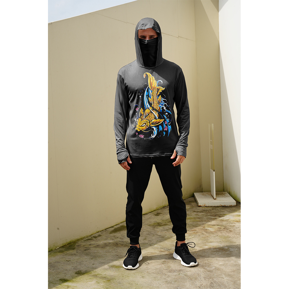 Camisas de Pesca Masculinas co - Fishing Mask Sun Protection avaliação e preço